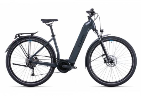 Vélo de Ville Électrique Cube Touring Hybrid One 500 Easy Entry Shimano Alivio 9V 500 Wh 700 mm Gris Bleu 2022