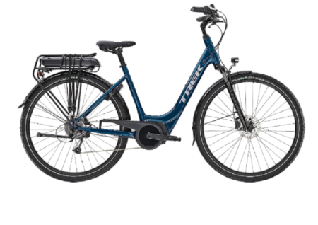 Vélo de Ville Électrique Trek Verve+ 1 Lowstep Shimano Altus 8V 500 Wh 700 mm Bleu Aquatic 2023