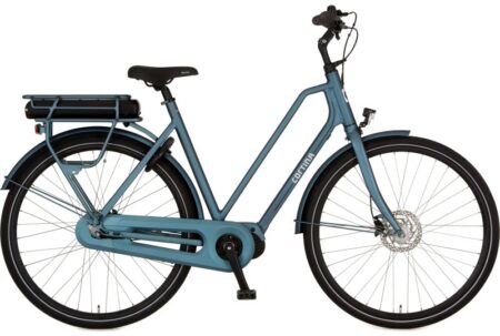 Vélo de ville électrique hollandais moteur central CORTINA E-Foss N8 cadre bas bleu