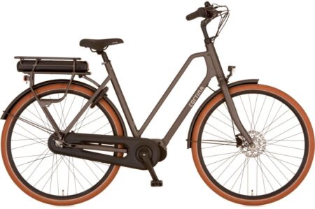 Vélo de ville électrique hollandais moteur central CORTINA E-Foss N8 cadre bas gris