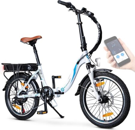 Vélo électrique pliant Bluewheel BXB55 e-bike 7 vitesses Shimano blanc