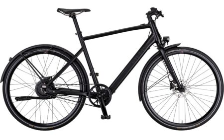 Vélos de ville électriques Rabeneick TX-E Singlespeed Courroie Disque Diamant noir