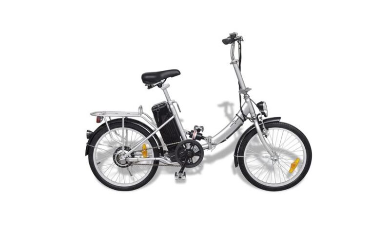 vidaXL Vélo électrique pliable et pile lithium-ion Alliage d'aluminium argent
